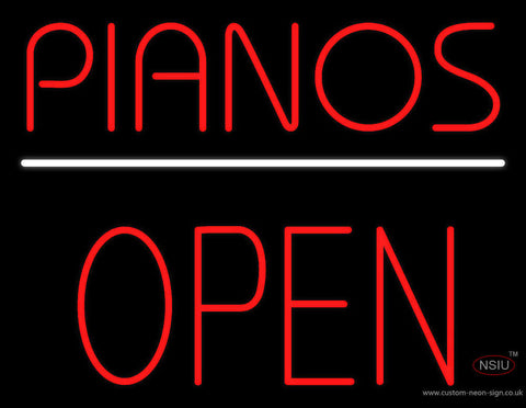 Pianos Open Block Neon Sign