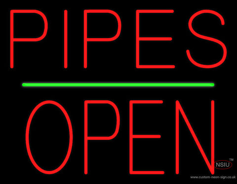 Red Pipes Open Block Green Line Neon Sign