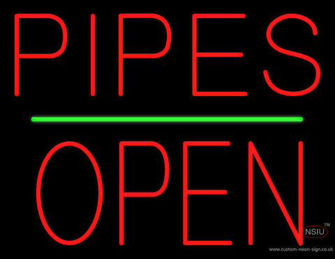 Red Pipes Open Block Green Line Neon Sign 