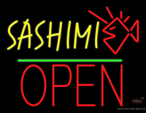 Sashimi Block Open Green Line Neon Sign 