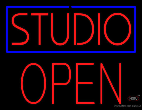 Studio Blue Border Open Block Neon Sign 