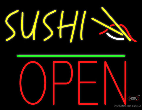 Sushi Block Open Green Line Neon Sign