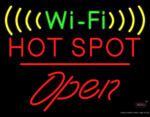 Wi-Fi Hot Spot Open White Line Neon Sign 