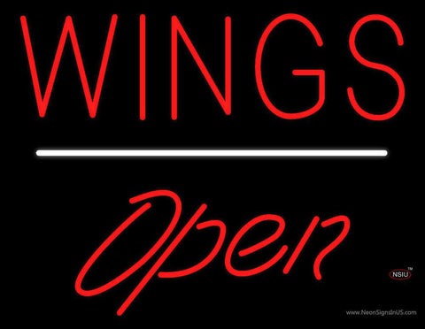 Block Wings Open White Line Real Neon Glass Tube Neon Sign 