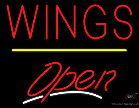 Wings Open Yellow Line Neon Sign