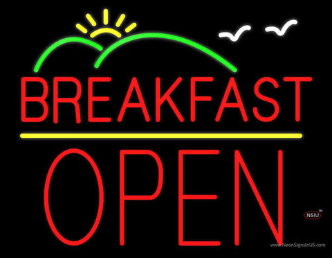 Breakfast Block Open Real Neon Glass Tube Neon Sign