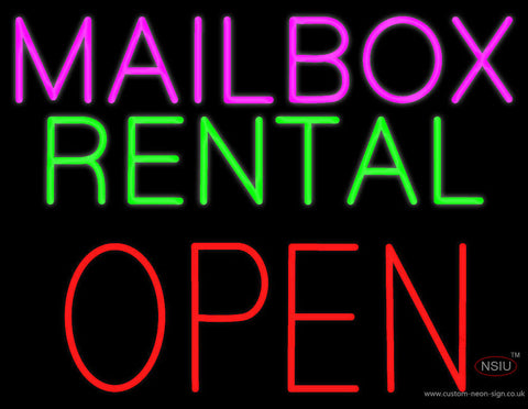 Mailbox Rental Open Block Neon Sign