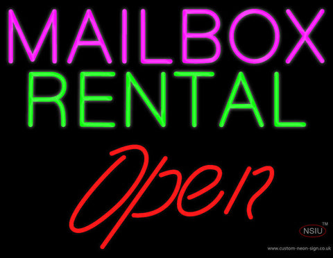 Mailbox Rental Block Open Neon Sign 