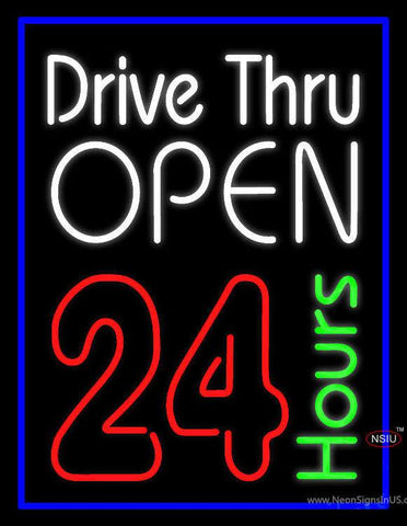 Drive Thru Open hr Real Neon Glass Tube Neon Sign 