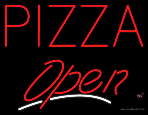 Block Red Pizza Open Real Neon Glass Tube Neon Sign 
