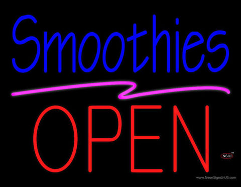 Blue Smoothies Block Red Open Real Neon Glass Tube Neon Sign 