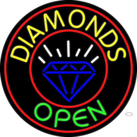 Diamonds Open Block with Logo Real Neon Glass Tube Neon Sign