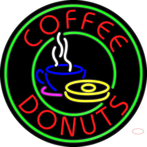 Round Coffee Donuts Neon Sign