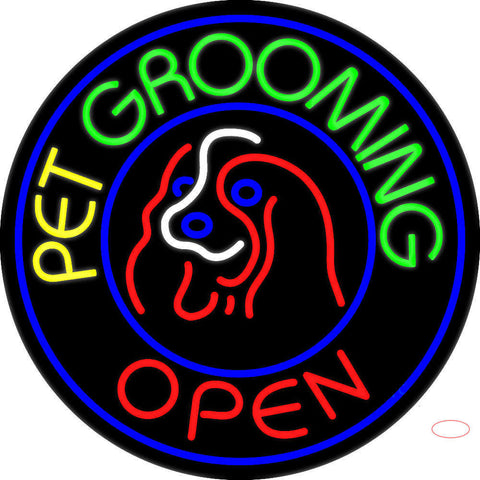 Pet Grooming Open Block Neon Sign 