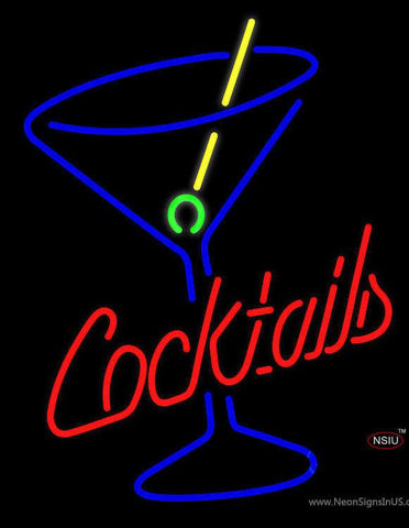 Cocktails and Martini Glass Real Neon Glass Tube Neon Sign 