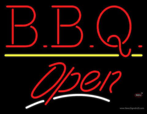 BBQ - Open White Line Neon Sign