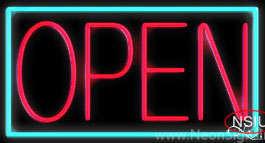 Aqua Border With Pink Open Real Neon Glass Tube Neon Sign 