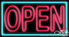 Double Stroke Pink Open With Aqua Border Real Neon Glass Tube Neon Sign