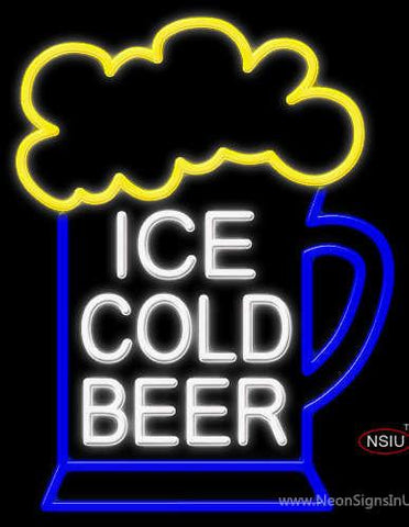 Ice Cold Beer Real Neon Glass Tube Neon Sign