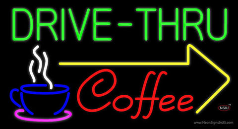 Drive Thru Coffee Real Neon Glass Tube Neon Sign 