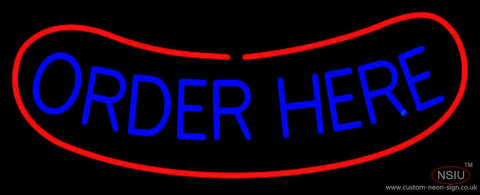 White Order Here With Red Border Bar Neon Sign