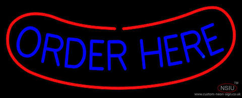 White Order Here With Red Border Bar Neon Sign 