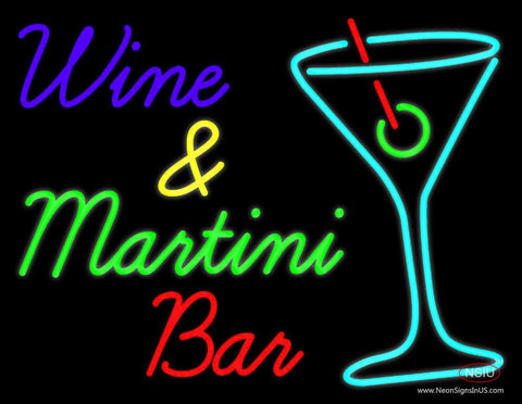 Wine and Martini Bar Real Neon Glass Tube Neon Sign 