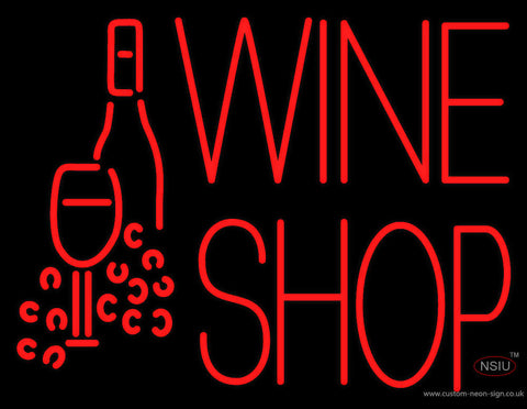 Wine Shop With Bottle and Glass Neon Sign