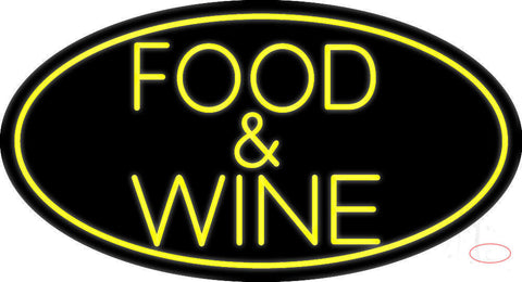 Yellow Food and Wine Neon Sign