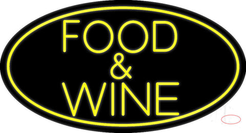 Yellow Food and Wine Neon Sign 