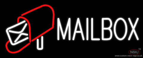 White Mailbox Red Logo Neon Sign 