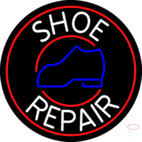White Shoe Repair Withe Red Border Neon Sign 