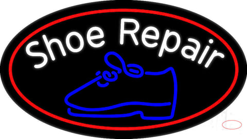 White Shoe Repair With Border Neon Sign