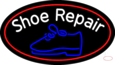 White Shoe Repair With Border Neon Sign 
