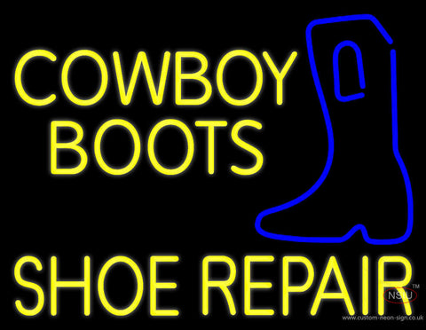 Yellow Cowboy Boots Shoe Repair Neon Sign 