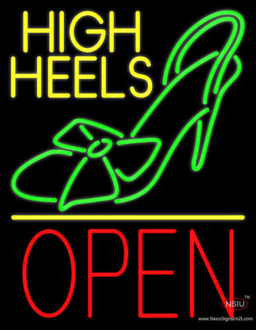 Yellow High Heels Sandal Open Real Neon Glass Tube Neon Sign 