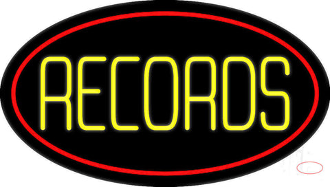 Yellow Records Red Border  Neon Sign 