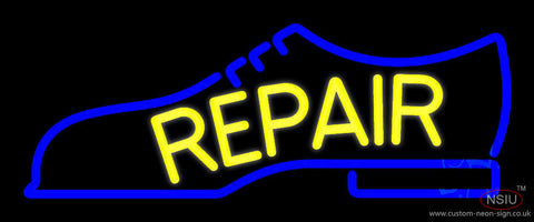 Yellow Repair Shoe Logo Neon Sign