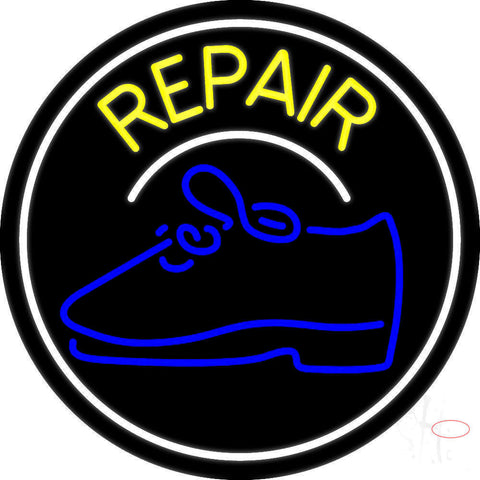 Yellow Repair Shoe With Border Neon Sign 