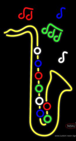 Yellow Saxophone  Neon Sign 