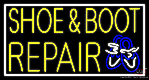 Yellow Shoe and Boot Repair Neon Sign 