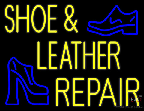Yellow Shoe and Leather Repair Neon Sign 