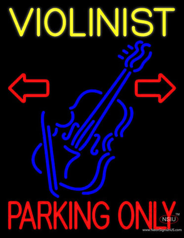 Yellow Violinist Red Parking Only Real Neon Glass Tube Neon Sign 