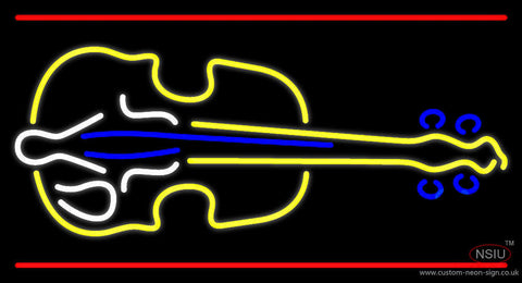 Yellow Violin Red Line Neon Sign