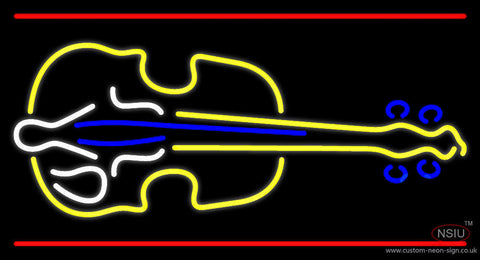 Yellow Violin Red Line Neon Sign 