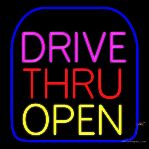 Drive Thru Open Real Neon Glass Tube Neon Sign 