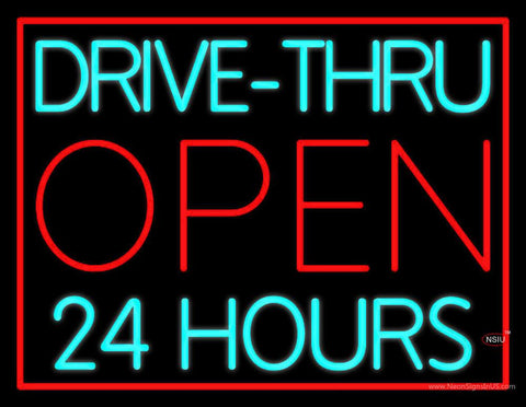 Drive Thru Red Open  Hours Real Neon Glass Tube Neon Sign 