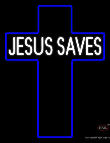 White Jesus Saves Neon Sign