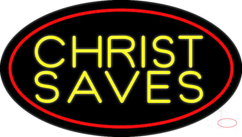 Yellow Christ Saves Neon Sign 