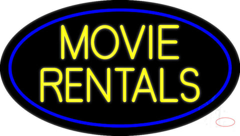 Yellow Movie Rentals Neon Sign